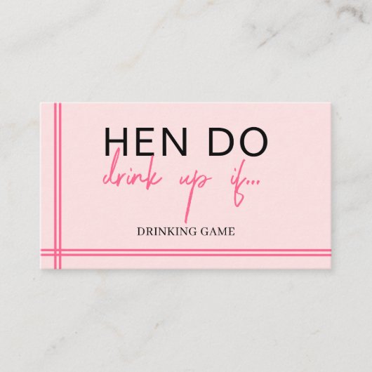 Henパーティーカードゲーム,飲みゲーム,Hen Do,パーティー エンクロージャーカード (正面)