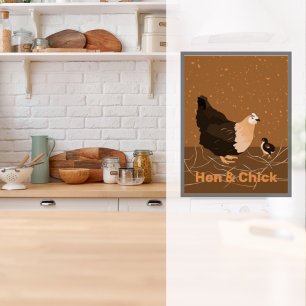 Hen and Chick, Sandy-Orangeキッチンポスタープリント ポスター