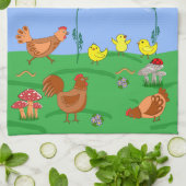 Hen and chicks  キッチンタオル (折り畳み)