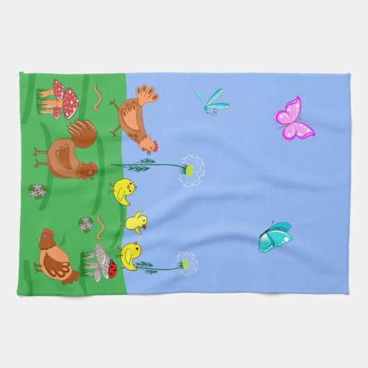 Hen and chicks  キッチンタオル (横)