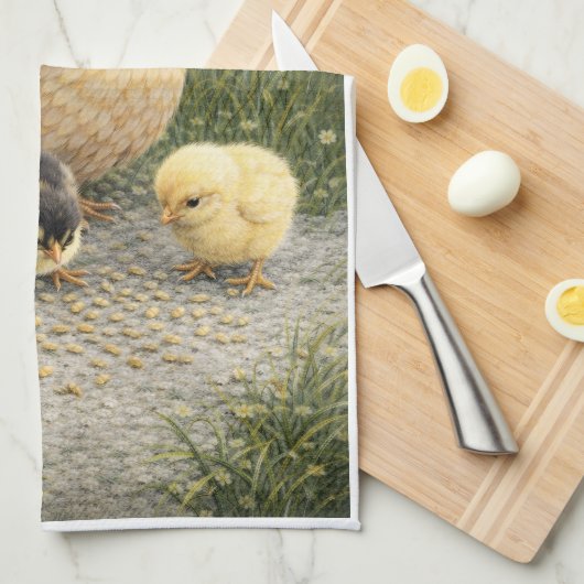 Hen and Chicks Farm Kitchen Towel キッチンタオル (四つ折り)