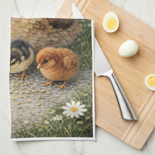 Hen and Chicks Farm Kitchen Towel キッチンタオル (四つ折り)