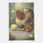 Hen and Chicks Farm Kitchen Towel キッチンタオル (縦)