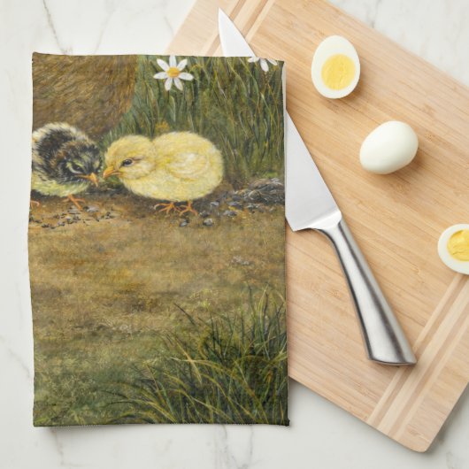 Hen and Chicks Farm Kitchen Towel キッチンタオル (四つ折り)