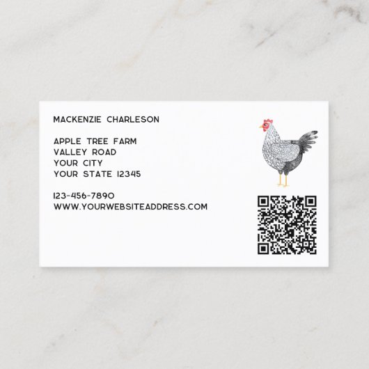Hen Chicken Poultry Egg Farm QR Code 名刺 (裏面)