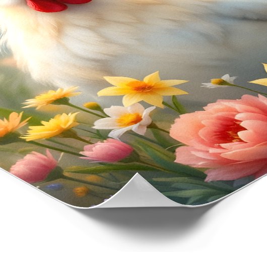 Hen in Flowers Digital ポスター (角)