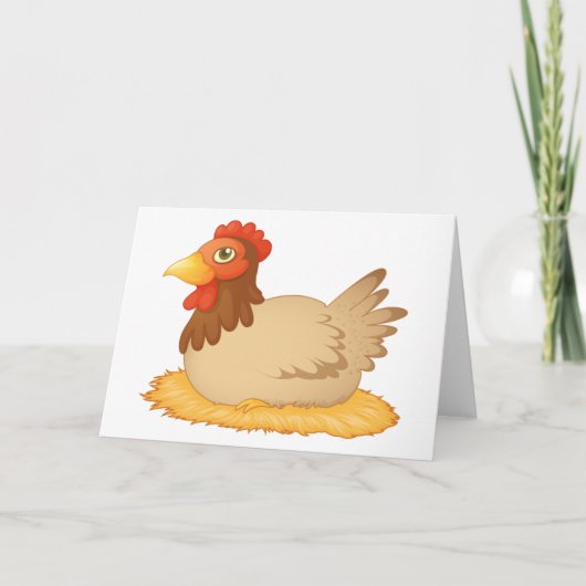Hen Laying On A Nest Greeting Cards カード (正面)