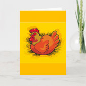 Hen on Nest Bright Farmyard Chicken カード