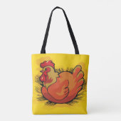 Hen on Nest Bright Farmyard Chicken トートバッグ (裏面)