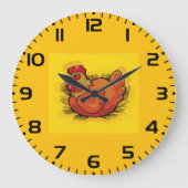 Hen on Nest Bright Farmyard Chicken ラージ壁時計 (正面)