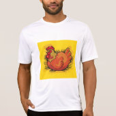 Hen on Nest Bright Farmyard Chicken Tシャツ (正面)
