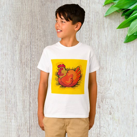 Hen on Nest Bright Farmyard Chicken Tシャツ