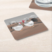 Hen & Rooster スクエアペーパーコースター (アングル)