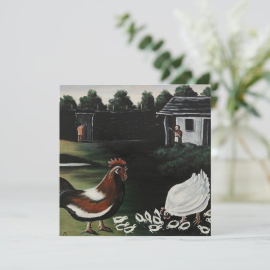 Hen with her Chicks in a Rural Farmyard Landscape カード (スタンド正面)