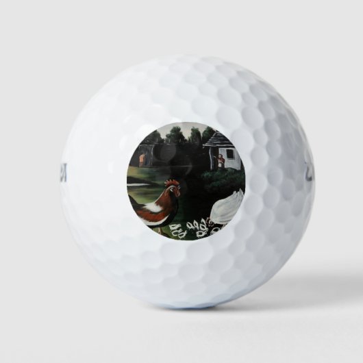 Hen with her Chicks in a Rural Farmyard Landscape ゴルフボール (正面)