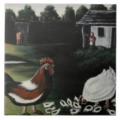 Hen with her Chicks in a Rural Farmyard Landscape タイル (正面)