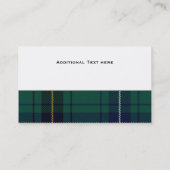 Hendersonのティール(緑がかった色)のタータンチェック格子縞のカスタム 名刺 (裏面)