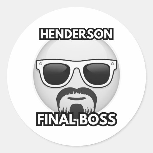Henderson Final Boss Cool Emoji ラウンドシール (正面)