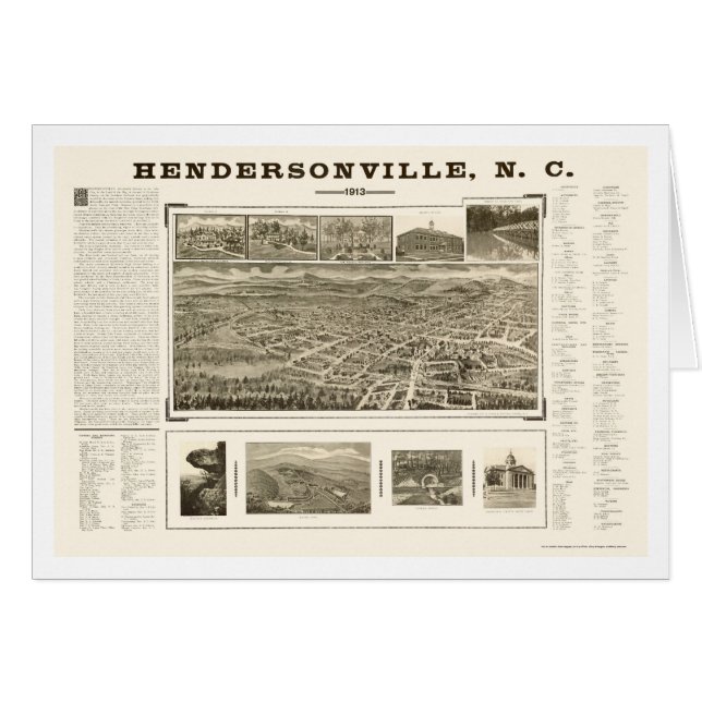 HendersonvilleのNCのパノラマ式の地図- 1913年 (正面横)