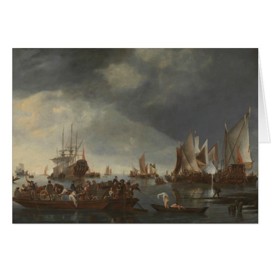Hendrick Dubels – セーリング船と一緒の港 (正面横)