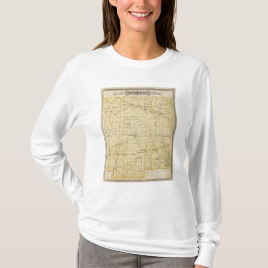 Hendricks郡の地図 Tシャツ (正面)