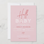 HENLEY Edgy モダン Pink & Red Girl Baby Shower 招待状 (正面)