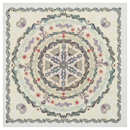 Hennaのスタイルの曼荼羅の生地 ファブリック (見本)