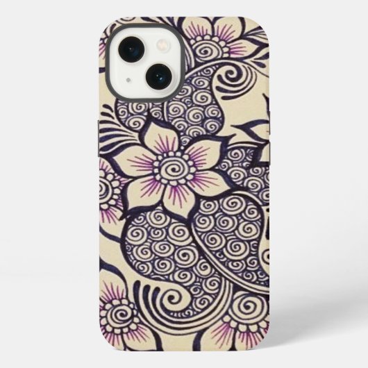 Hennaのデザインの私電話箱 iPhoneケース (裏面)