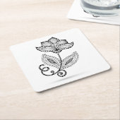 HennaのペイズリーのMehndiの落書き スクエアペーパーコースター (アングル)