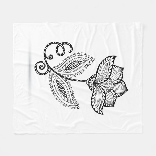 HennaのペイズリーのMehndiの落書き フリースブランケット (正面(横))