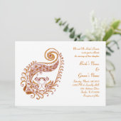 Hennaの芸術の招待状のペイズリーの孔雀C 招待状 (スタンド正面)