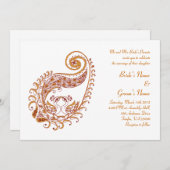 Hennaの芸術の招待状のペイズリーの孔雀C 招待状 (正面/裏面)