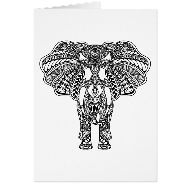 HennaのMehndiによって飾られるインドゾウ (正面)