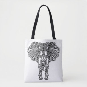 HennaのMehndiによって飾られるインドゾウ2 トートバッグ