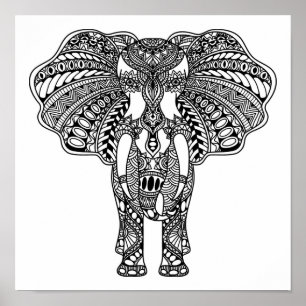 HennaのMehndiによって飾られるインドゾウ2 ポスター