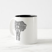 HennaのMehndiによって飾られるインドゾウ ツートーンマグカップ (正面左)