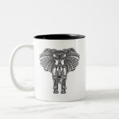 HennaのMehndiによって飾られるインドゾウ ツートーンマグカップ (左)