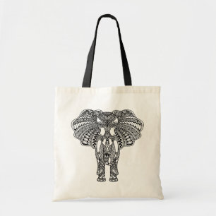 HennaのMehndiによって飾られるインドゾウ トートバッグ