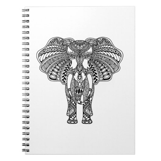 HennaのMehndiによって飾られるインドゾウ ノートブック (正面)