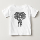 HennaのMehndiによって飾られるインドゾウ ベビーTシャツ (正面)