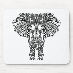 HennaのMehndiによって飾られるインドゾウ マウスパッド