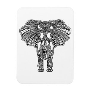 HennaのMehndiによって飾られるインドゾウ マグネット