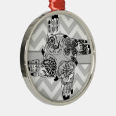 Hennaは4正方形のペイズリーの入れ墨のヴィンテージを渡します メタルオーナメント (右)