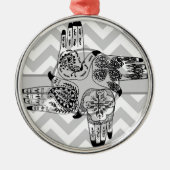 Hennaは4正方形のペイズリーの入れ墨のヴィンテージを渡します メタルオーナメント (正面)