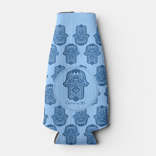 Henna Hand of Hamsa (Blue) ボトルクーラー (正面)