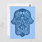 Henna Hand of Hamsa (Blue) ポストカード (正面/裏面)