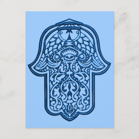 Henna Hand of Hamsa (Blue) ポストカード (正面)