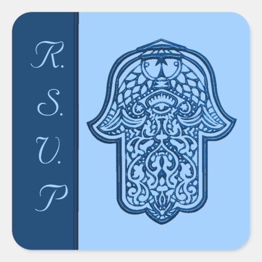 Henna Hand of Hamsa (Blue) (結婚s) スクエアシール (正面)