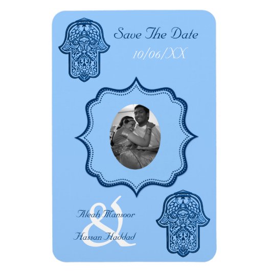 Henna Hand of Hamsa (Blue) (Save The Date) マグネット (縦)