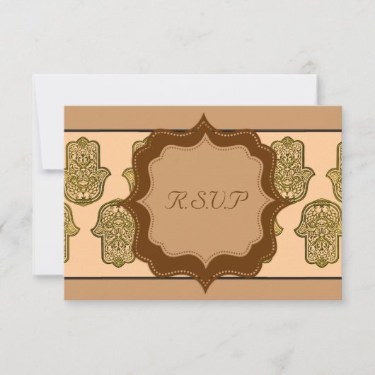 Henna Hand of Hamsa (Golden) (結婚s) 出欠カード (正面)